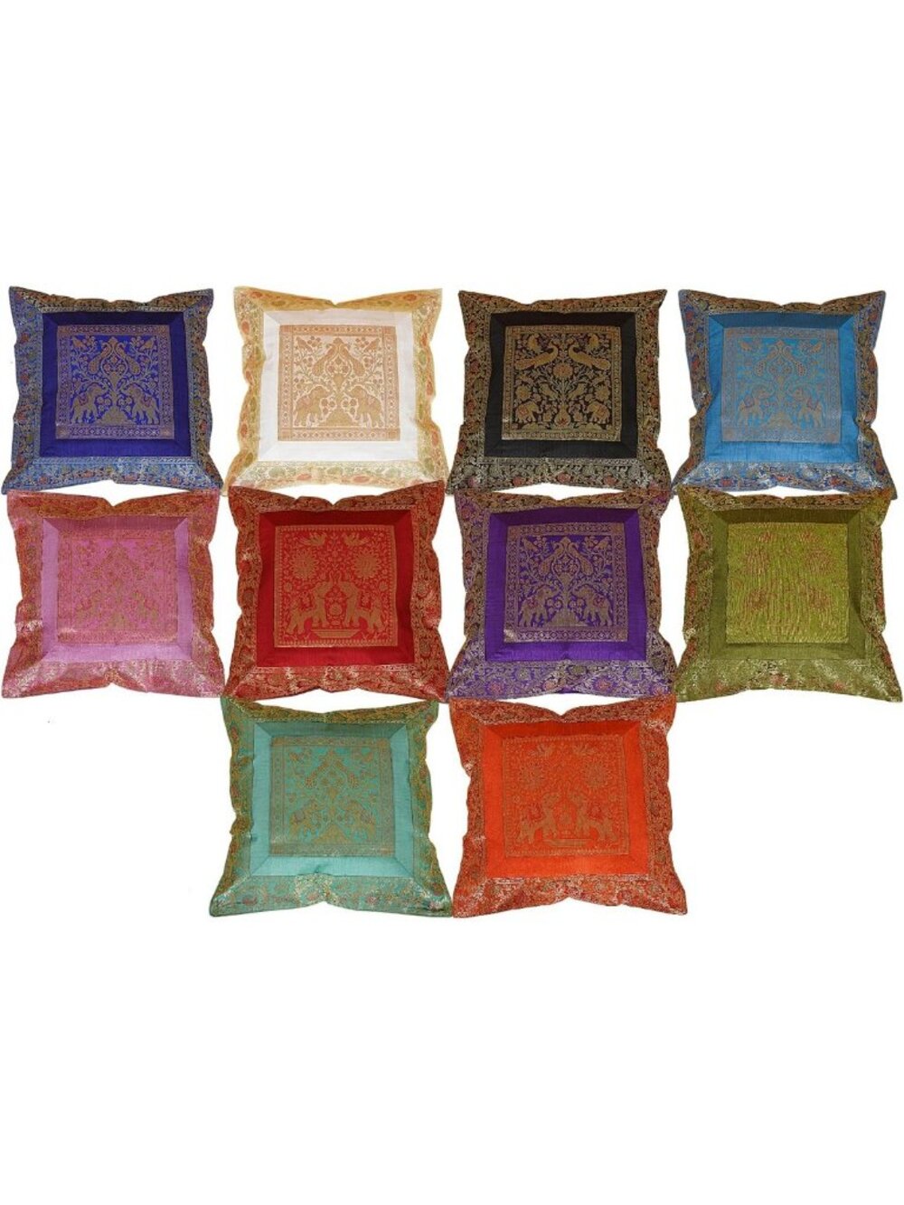 Bohemian Elephant Print Decorative Cushion Covers - 10 Pcs, 20x20 Inch, Handmade